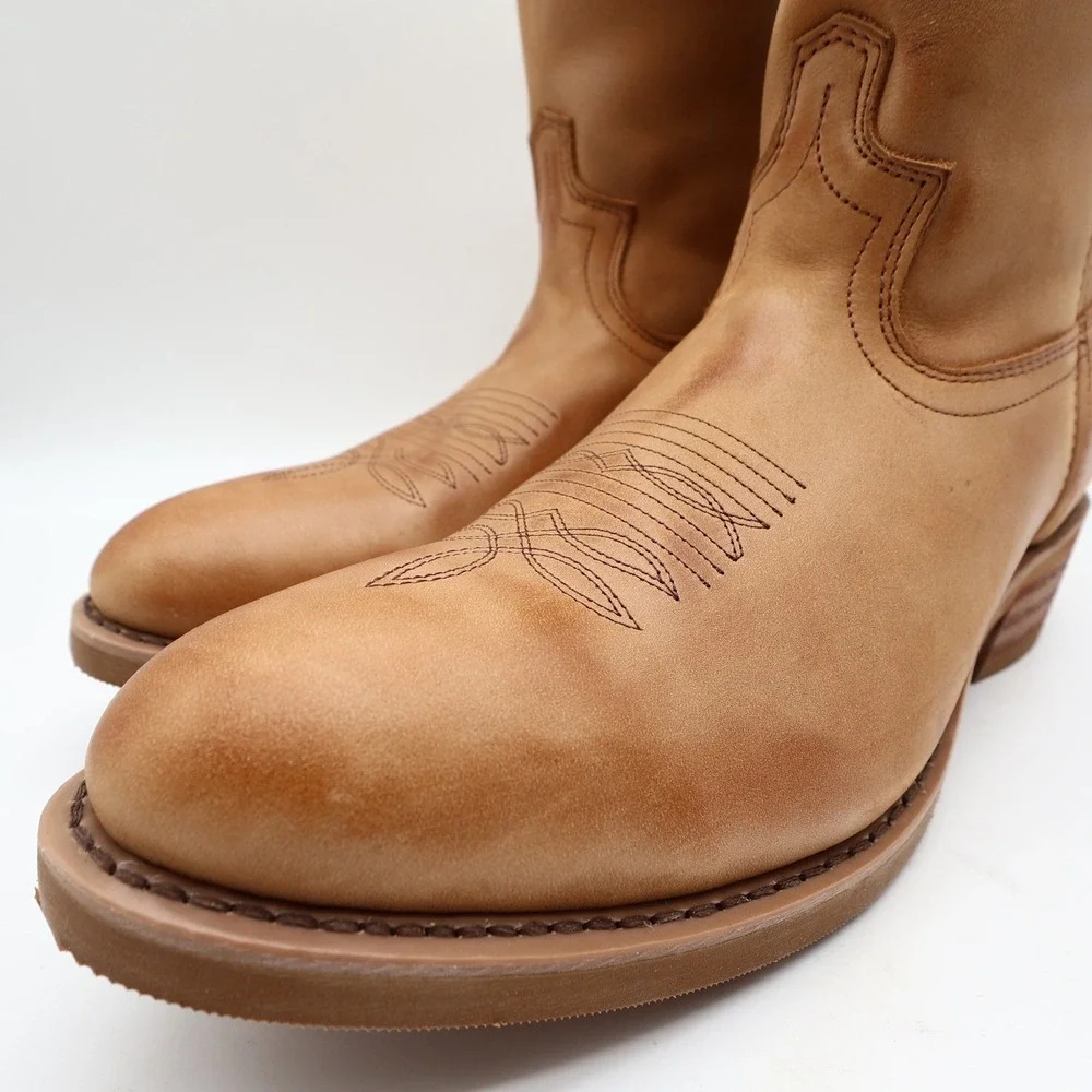 Laredo Y2K Western Boots Mens 12 D Tan Brown Leather Work Cowboy 2104 NIB